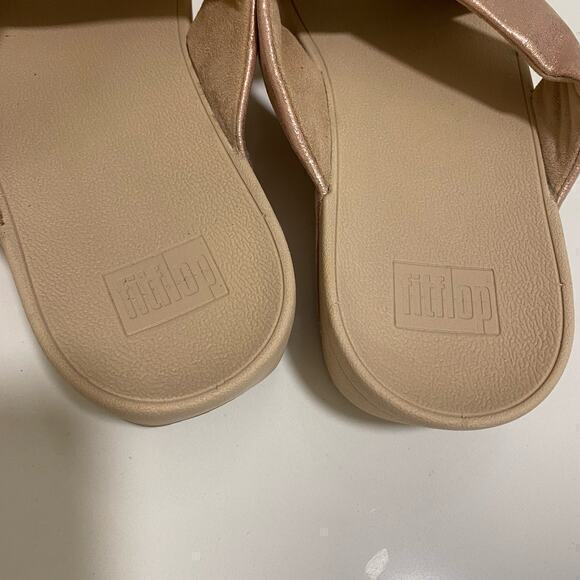 FitFlop Lulu Cross Slide Sandals Rose Gold‎ Size 10 - Picture 4 of 7